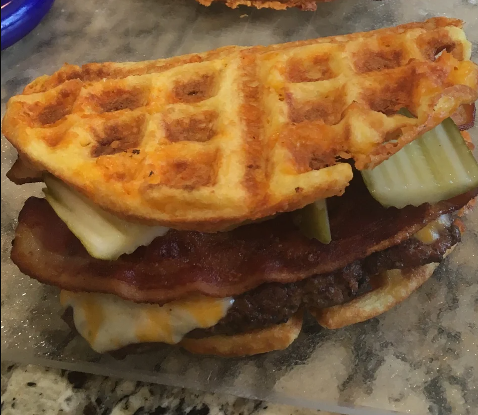 Chaffle House Keto Bacon Cheese Burger Recipe